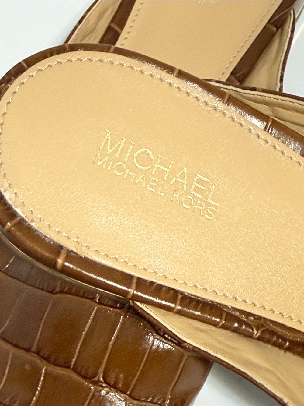 Michael Kors Brown Croc-Embossed Slip-On Loafers - Picture 5 of 10